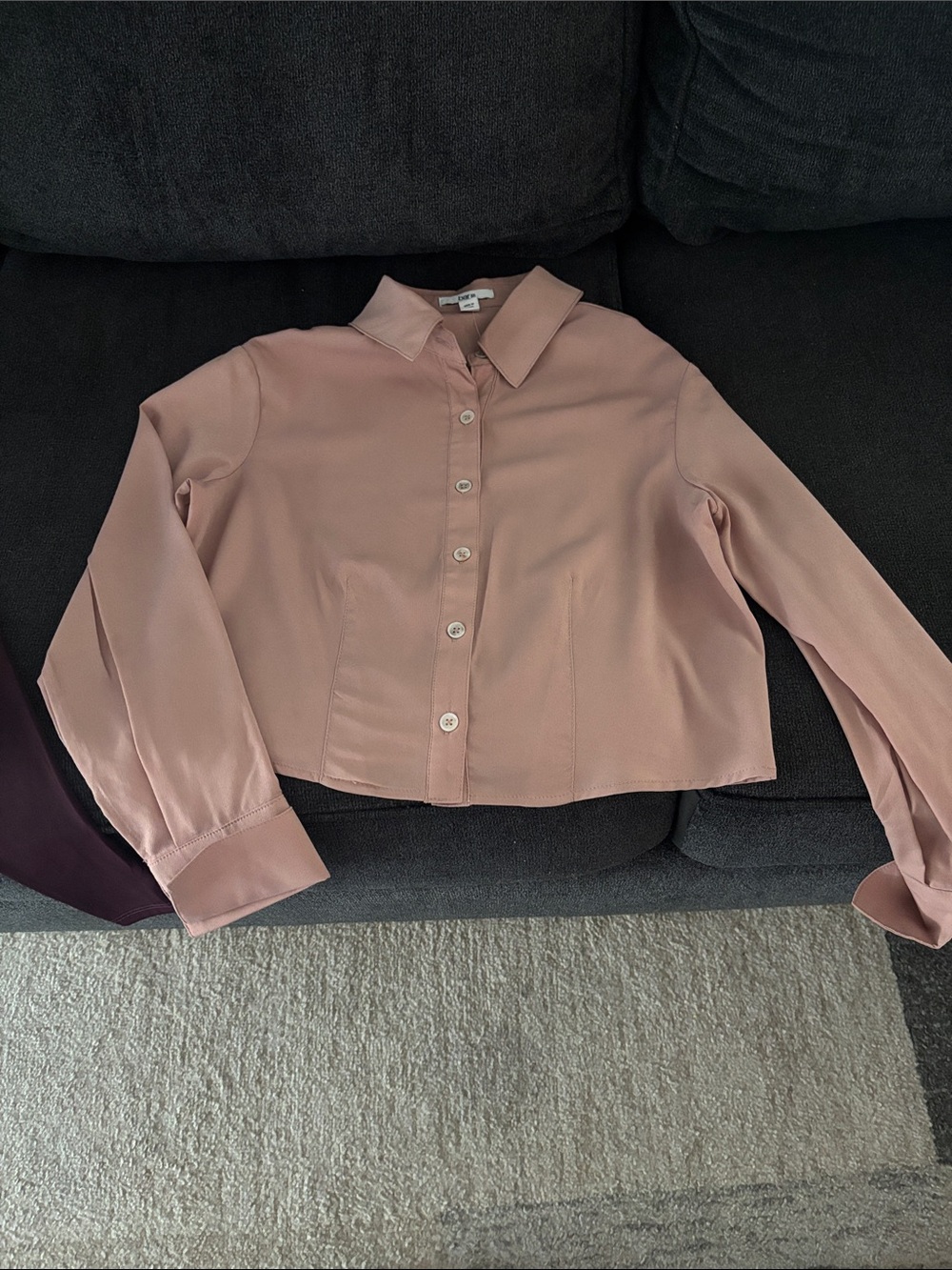 Bar III Blush Pink Cropped Button-Down Shirt